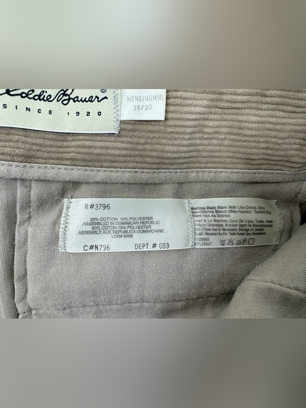 Vintage Eddie Bauer Corduroy Pants Mens 38x30 Tan Straight Leg - Picture 5 of 11